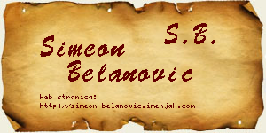 Simeon Belanović vizit kartica